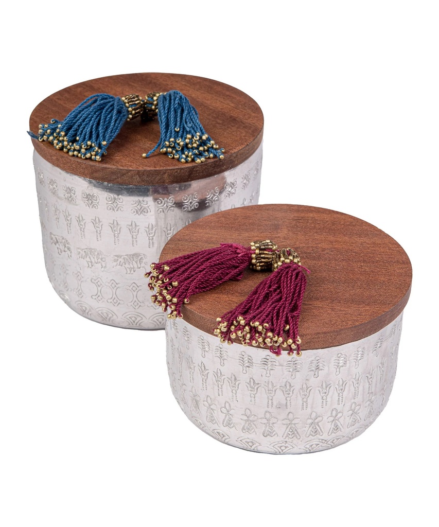 [7203121] Aluminum S.Bowl Wooden cover بوله غطاء خشب صغيره  