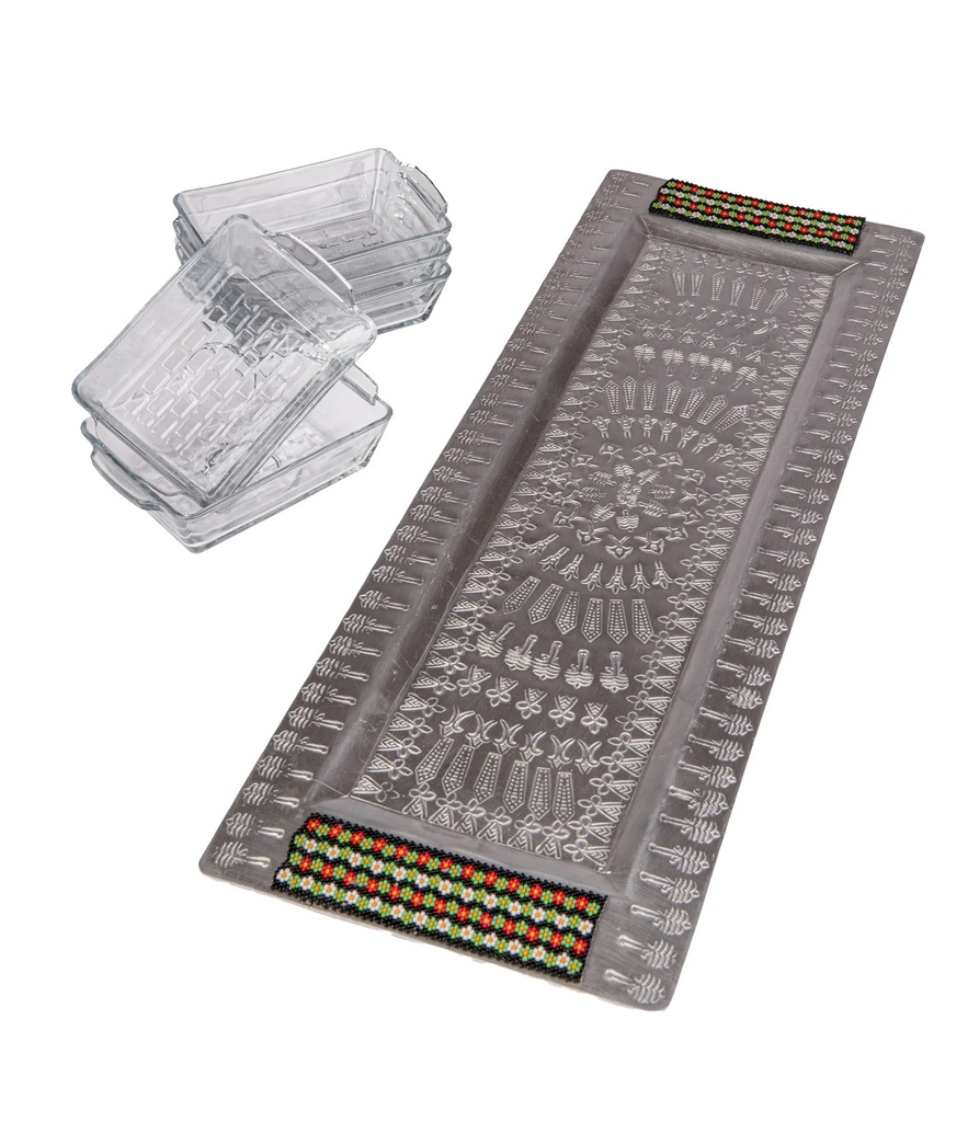 [720324] Aluminium L.Tray Glass Bowls-صنيه بولات زجاج كبيره