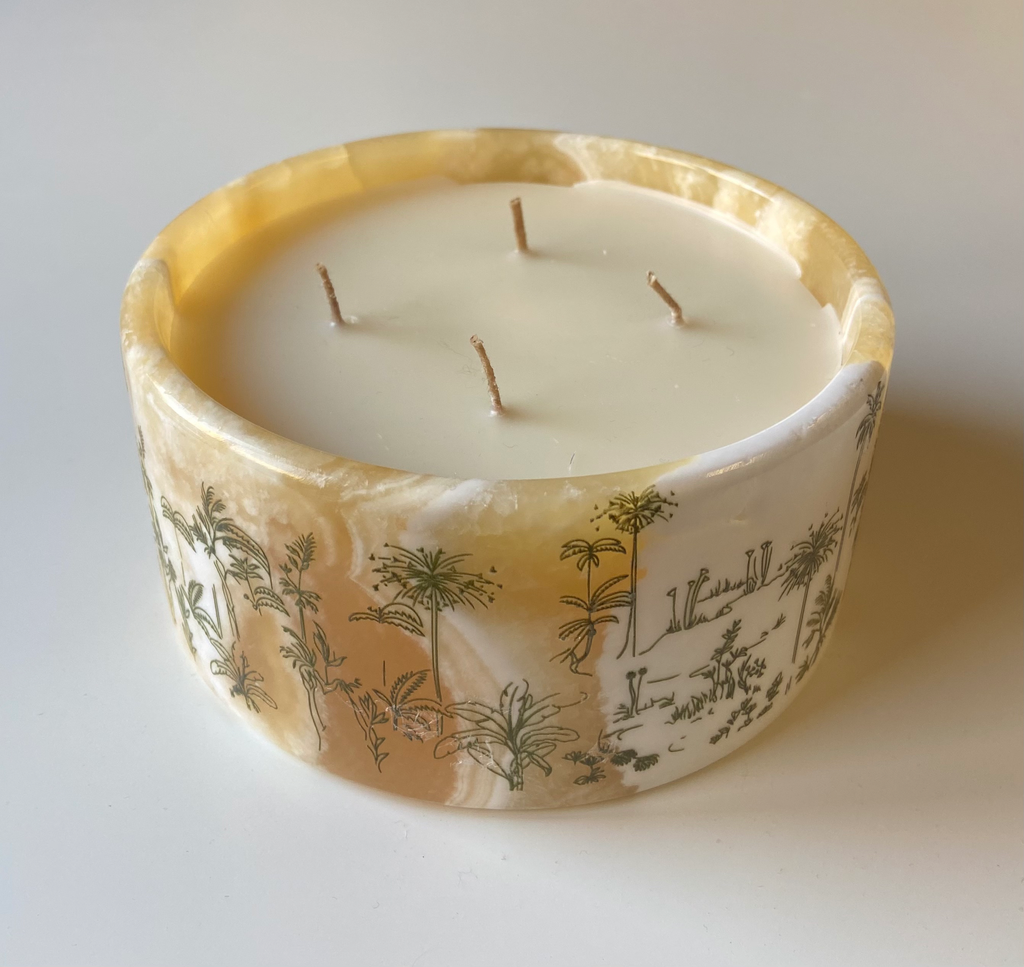 [380102] Candle Albaster Bowl