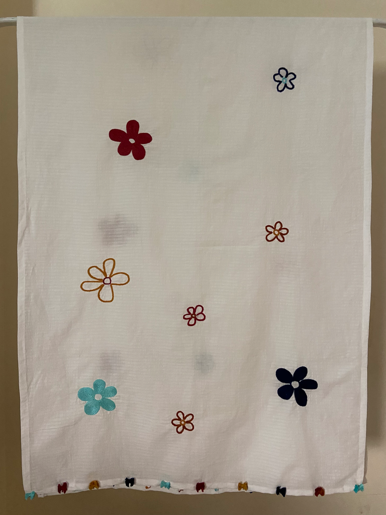 [890037] Shawl Voile Flowers SH-شال فوال شندويل ورد 0.75*2.15