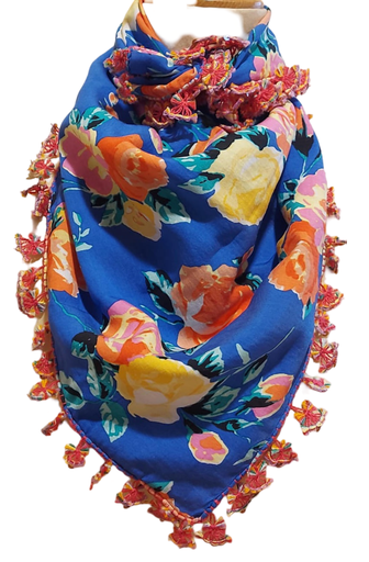 [8101407] Shawl Damietta Floral 90x90-شال مشجر دمياط
