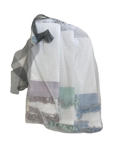 [890267] Misc. Towels Set of 3 wht cotton -طقم فوط ابيض قطن 3 قطع