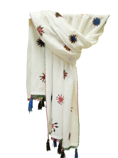 [890033] Shaw cotton SS  2*0.70 - شال كاترين ابيض قطن